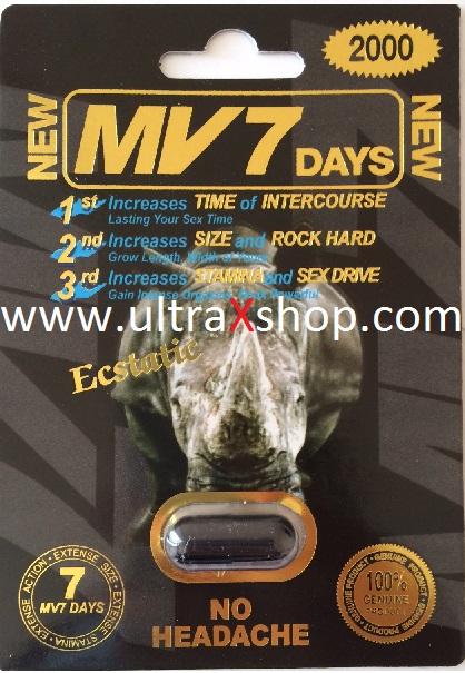 MV 7 Days Rhino Male Enhancement Black Pill 2000 mg Ecstatic