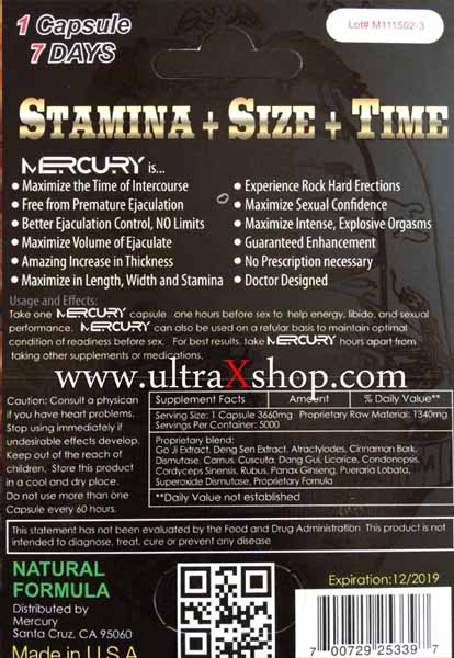 Mercury Sexual Enhancement and Male Performance Enhancement Pills