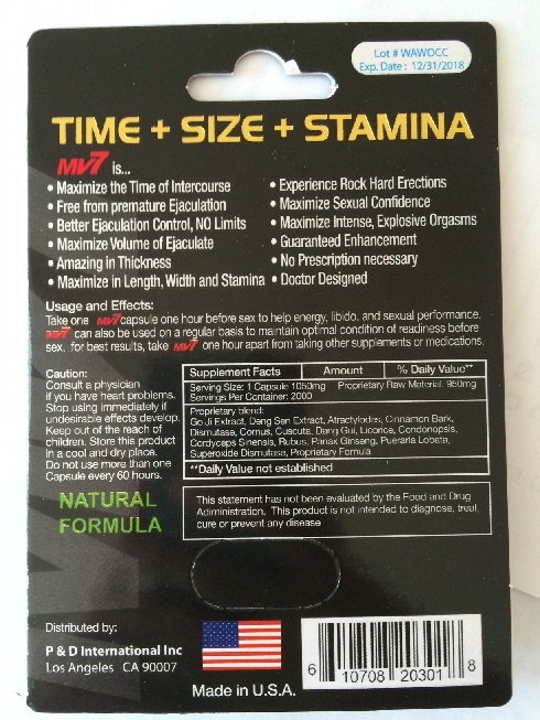 MV 7 Days Rhino Male Enhancement Black Pill 2000 mg Ecstatic